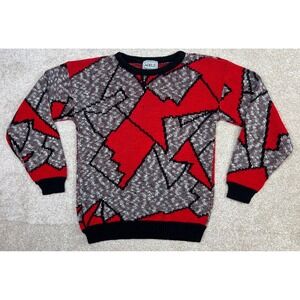 Vintage 1980s Adele Knitwear Womens‎ Retro Geometric Pattern Sweater Made USA